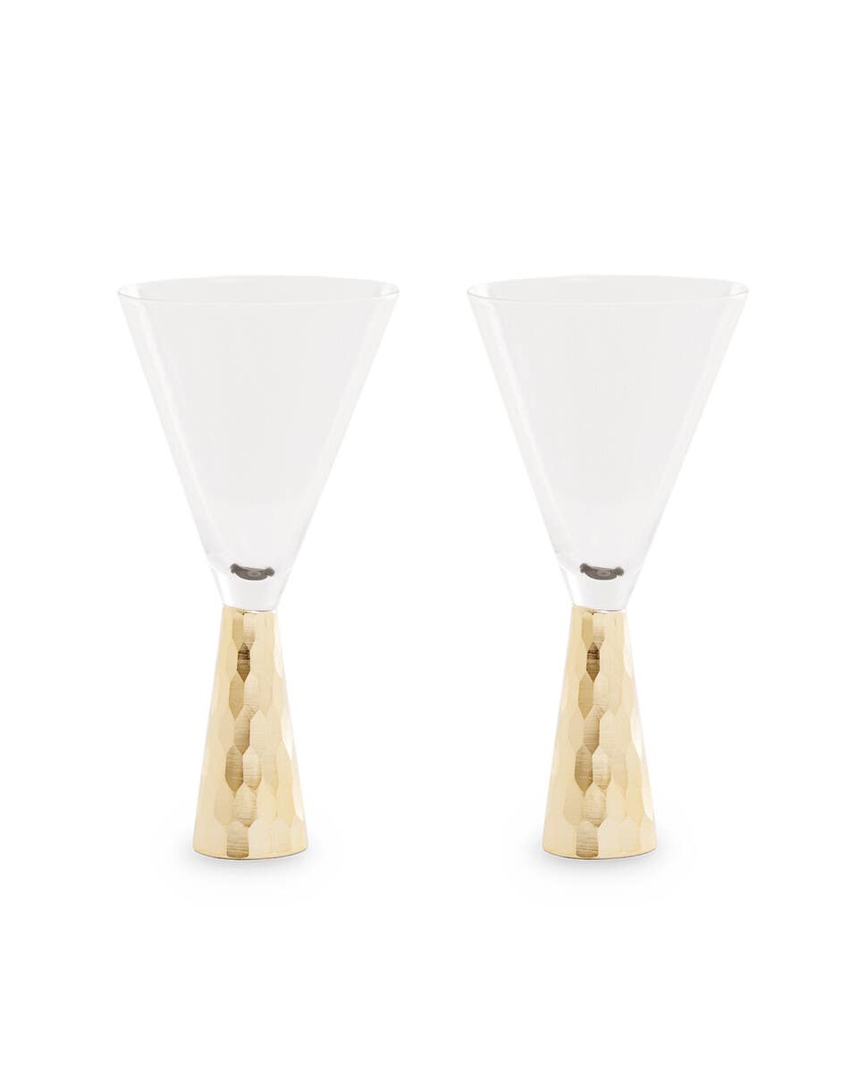 Set Of Two Astrid Wine Glasses With Gold Finish Stem