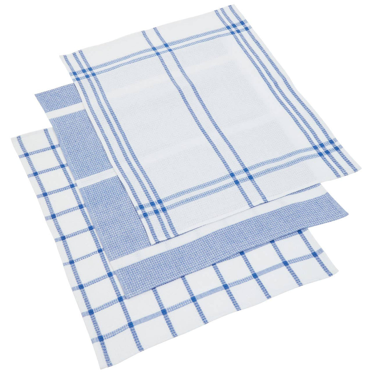 Doro Set Of Three Waffle Blue And White Tea Towels