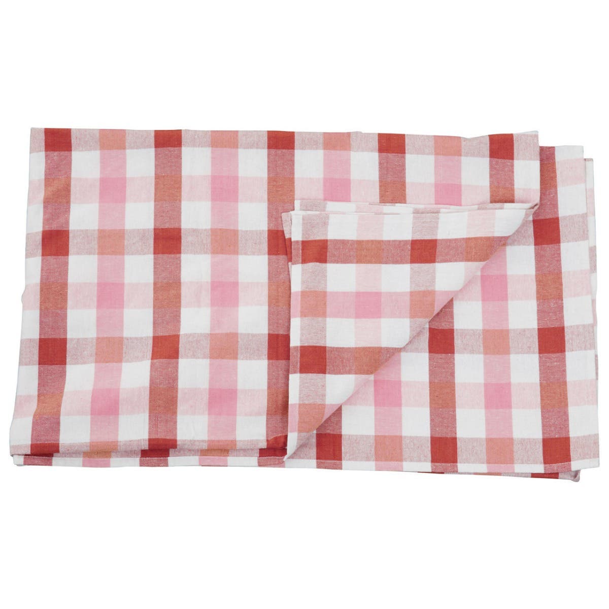 Thread and Loom Pink And Poppy Red Check Tablecloth