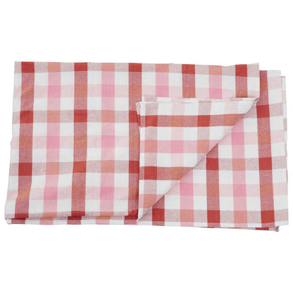 Thread and Loom Pink And Poppy Red Check Tablecloth