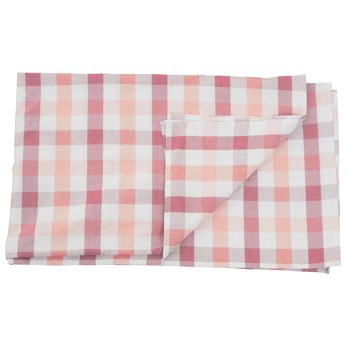 Thread and Loom Toasted Almond And Coral Check Tablecloth