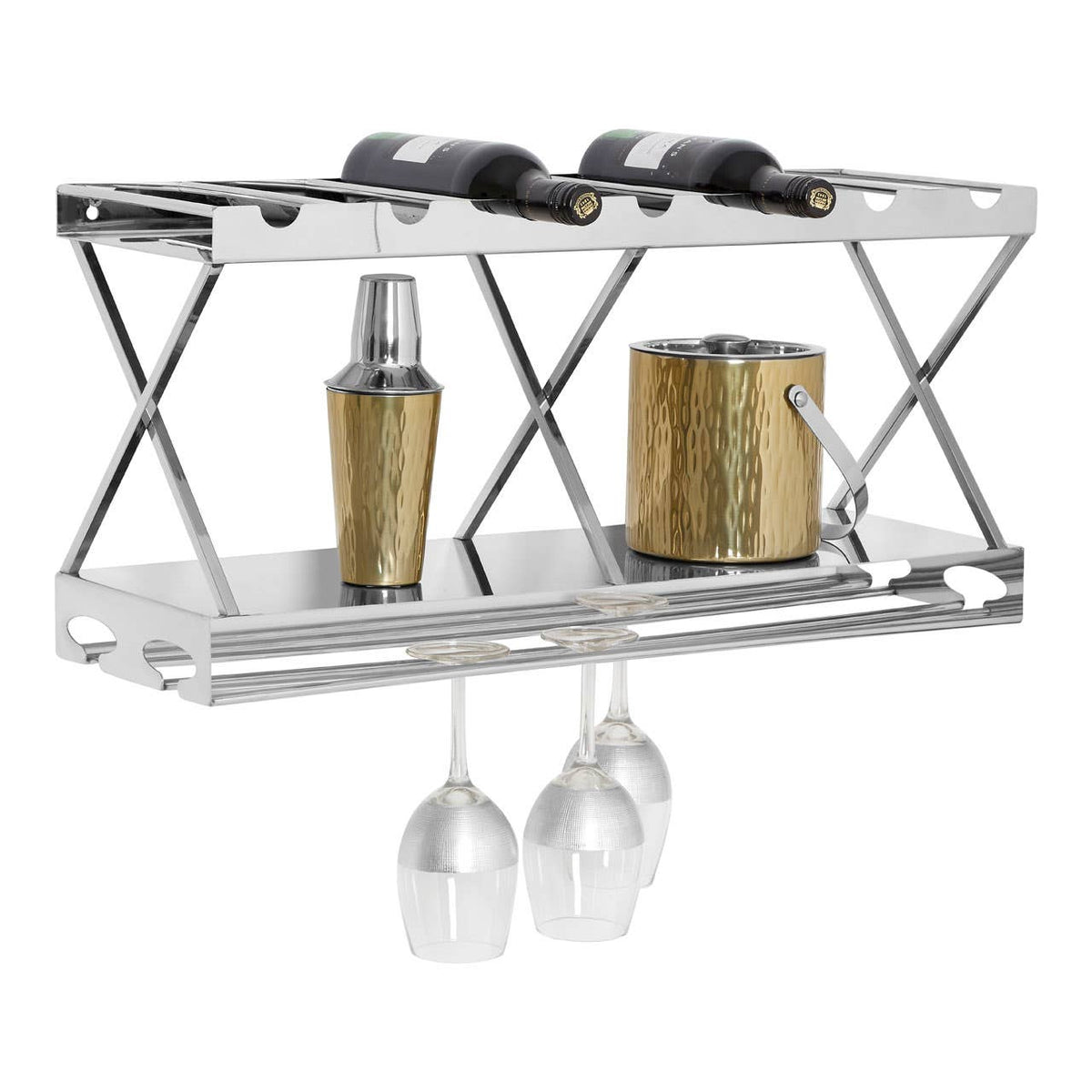 Novo 2 Tier 7 Bottle Silver Wine Rack