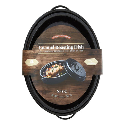 Carvara 42cm Black Enamel Self Basting Roaster with Rack