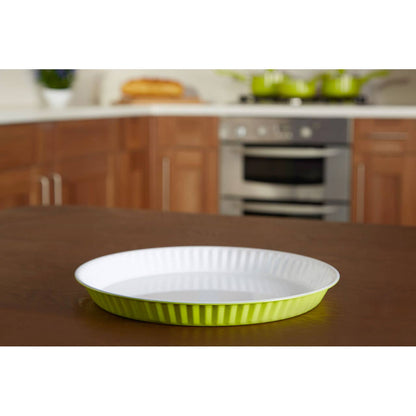 Ecocook Lime Green And White Flan Dish