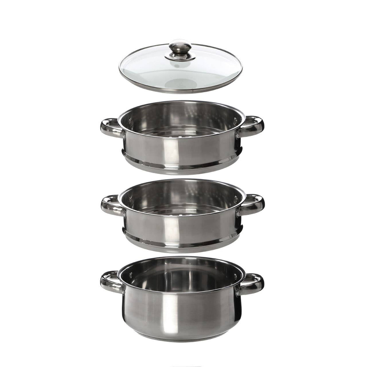 Crosse 3 Tier Stainless Steel Steamer with Glass Lid