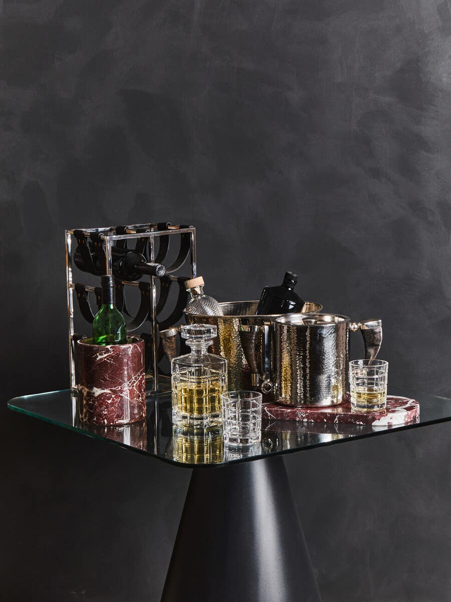 Mixology Six Bottle Sling Wine Rack in Silver Finish