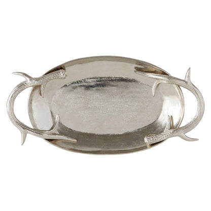 Antler Nickel Finish Serving Tray