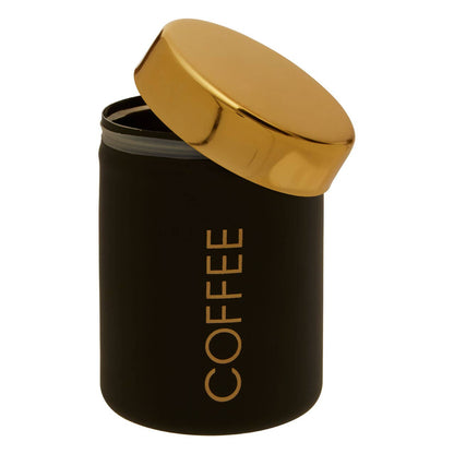 Liberty Black Enamel Coffee Canister With Gold Lid