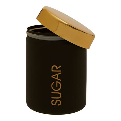 Liberty Black Enamel and Gold Sugar Canister