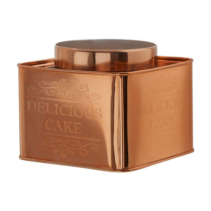 Chai Square Copper Finish Cake Canister