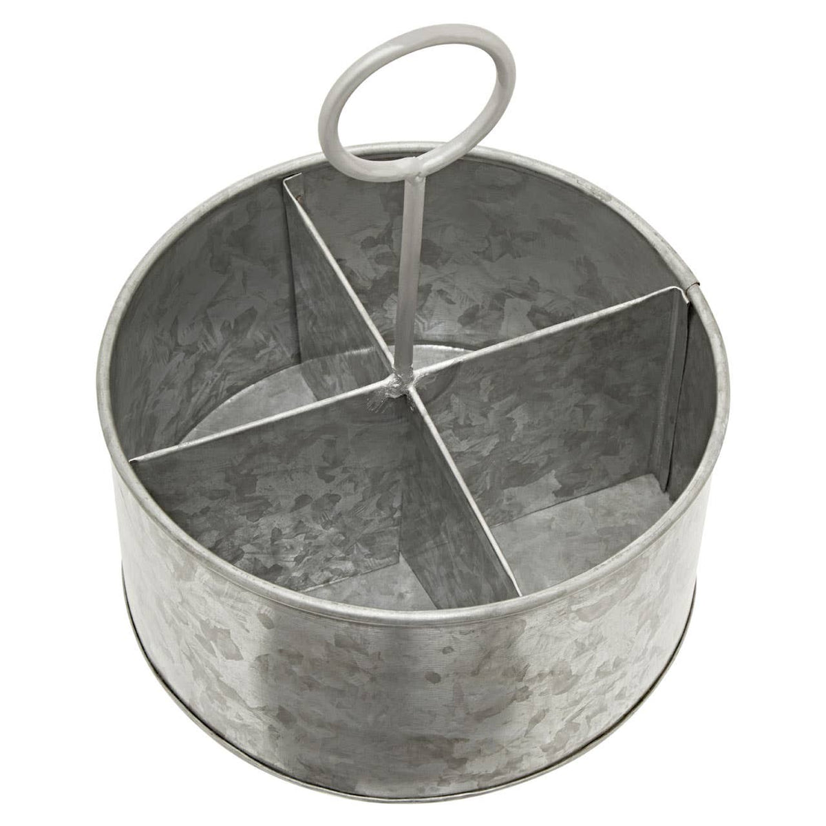 Drummond Galvanised Steel 4 Compartment Round Cutlery Caddy
