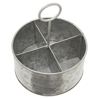 Drummond Galvanised Steel 4 Compartment Round Cutlery Caddy
