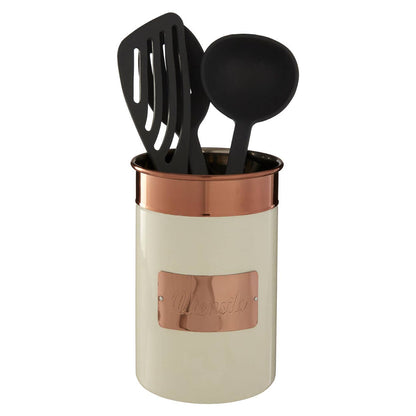Prescott Cream And Copper Stainless Steel Utensil Holder