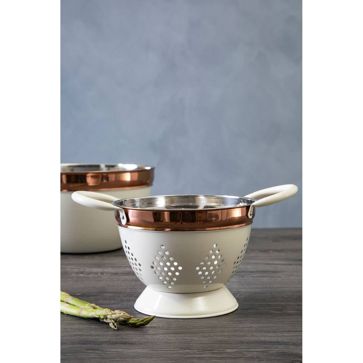 Prescott Small Cream and Copper Colander