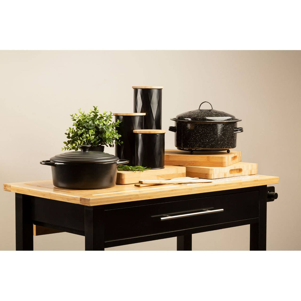 Rhombus Black Medium Storage Canister