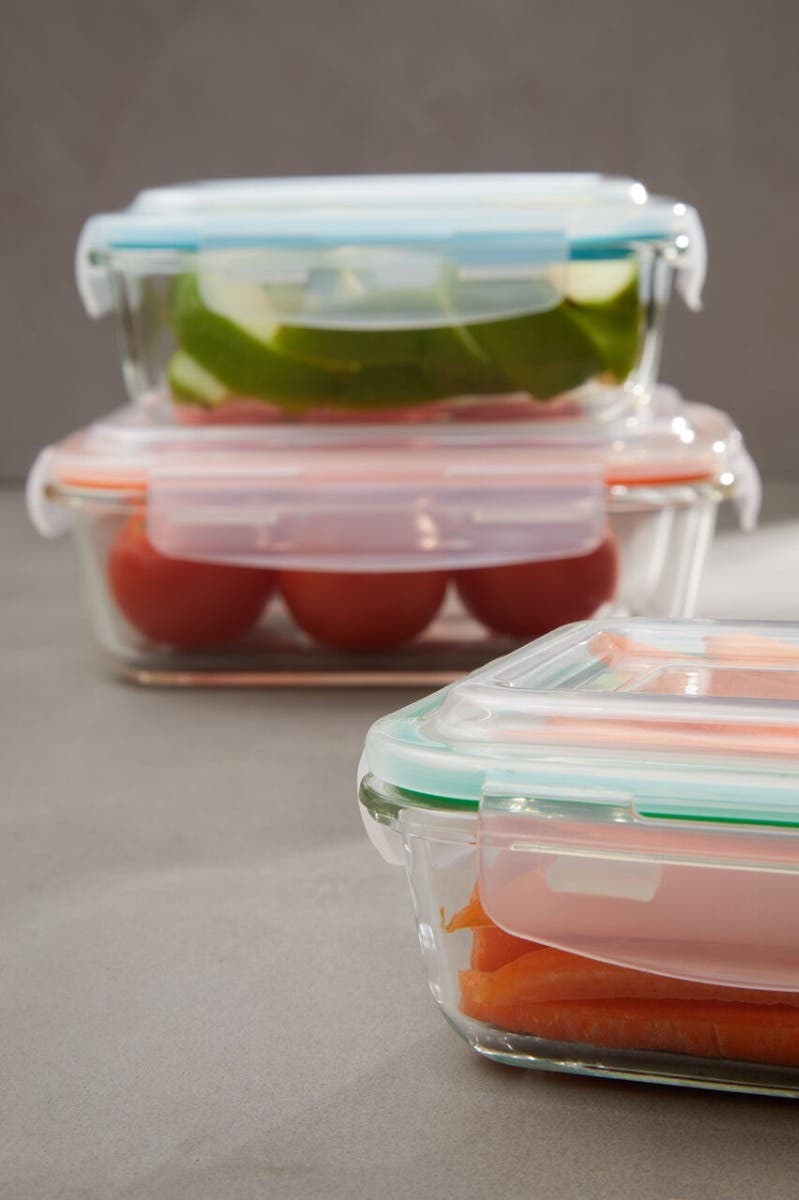 Freska Set Of 3 Rectangular Glass Containers