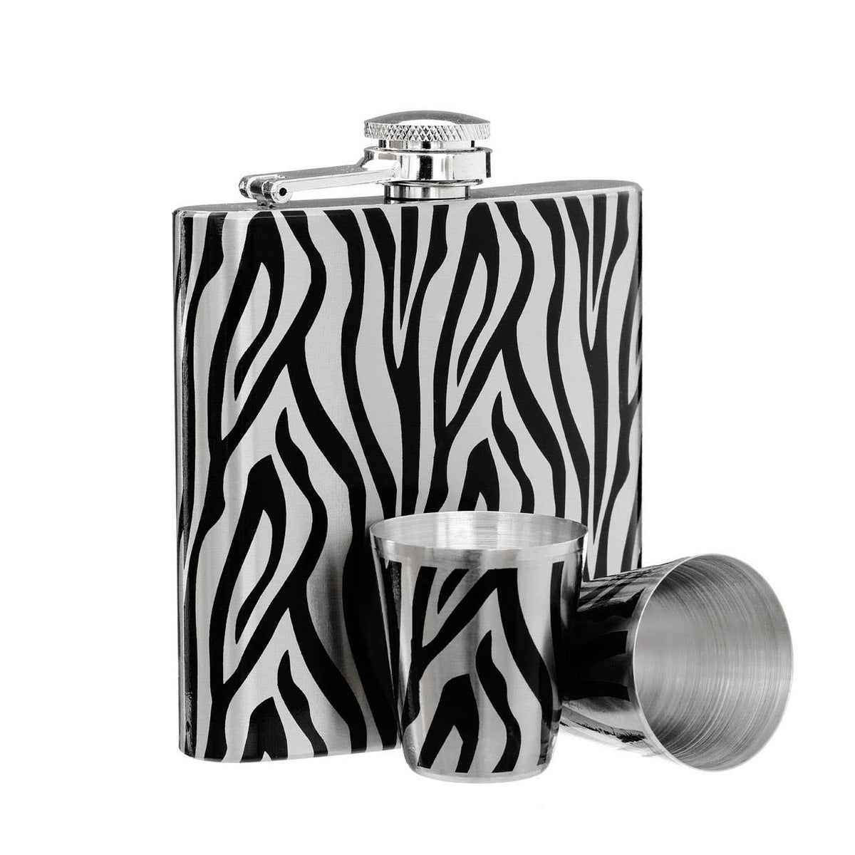Auden Zebra  Hip Flask and Shot Glasses Set
