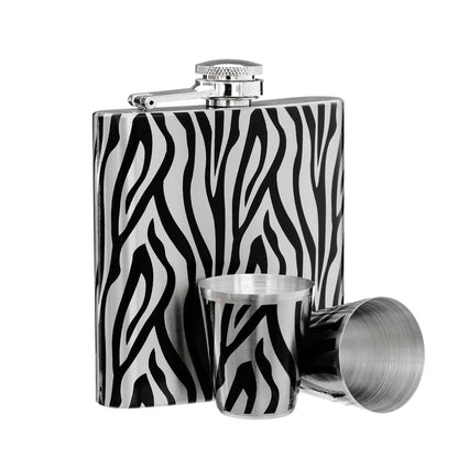 Auden Zebra  Hip Flask and Shot Glasses Set