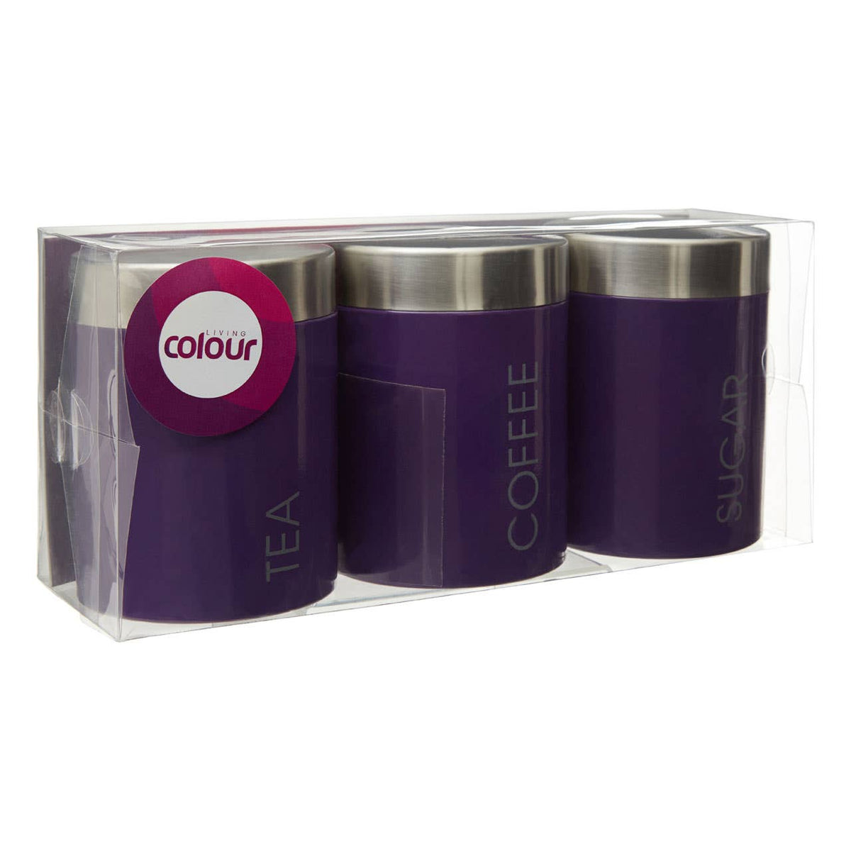 Liberty Purple Enamel Tea Coffee and Sugar Canister Set