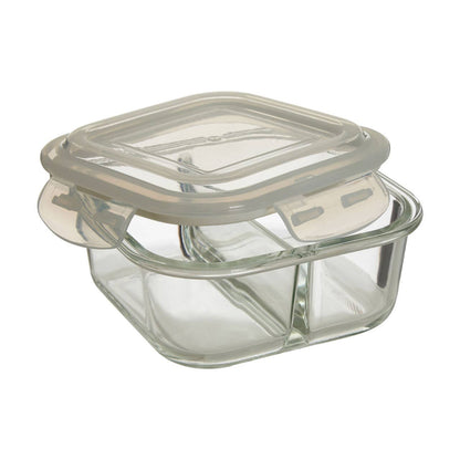 Freska 2 Section Square Glass Container With Lid 800 ml