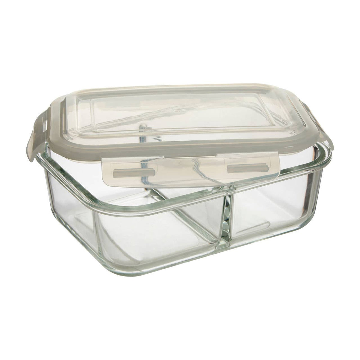 Freska 2 Section Rectangular Glass Container With Lid 1520 ml