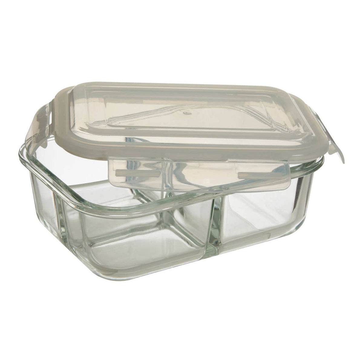 Freska 3 Section Rectangular Glass Container With Lid 1040 ml