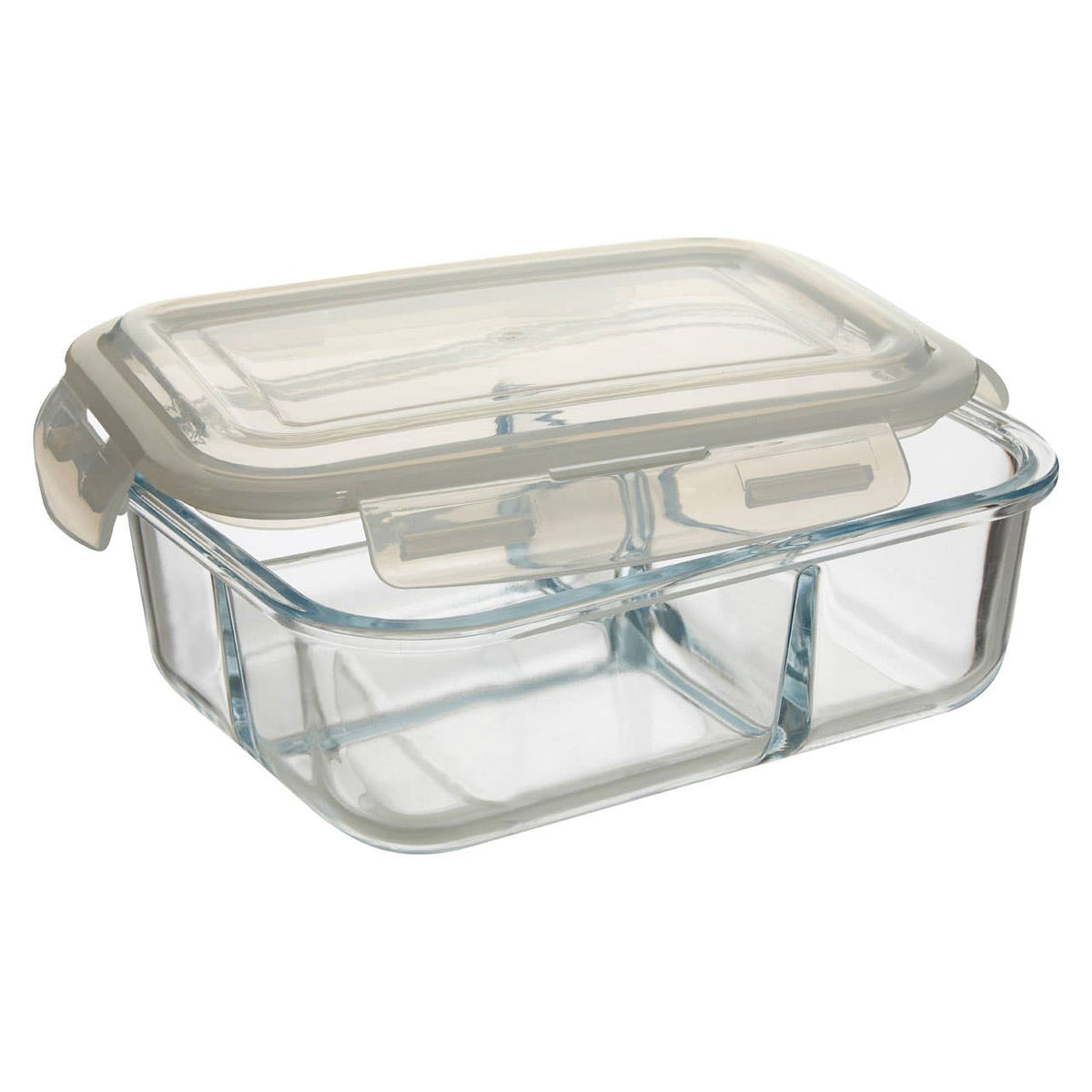 Freska 3 Section Rectangular Glass Container With Lid 1520 ml
