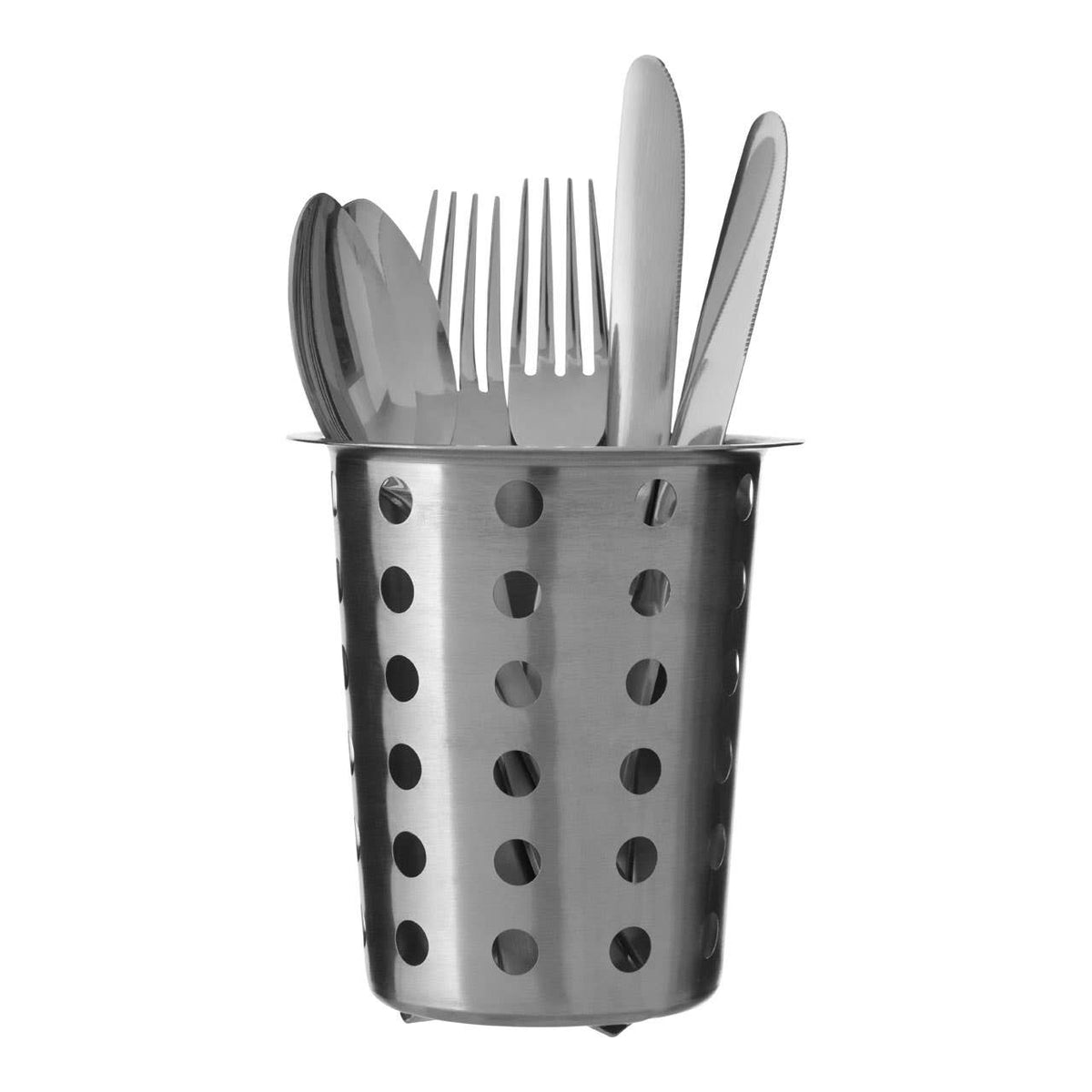 Soren Brushed Stainless Steel Cutlery Caddy with Holes