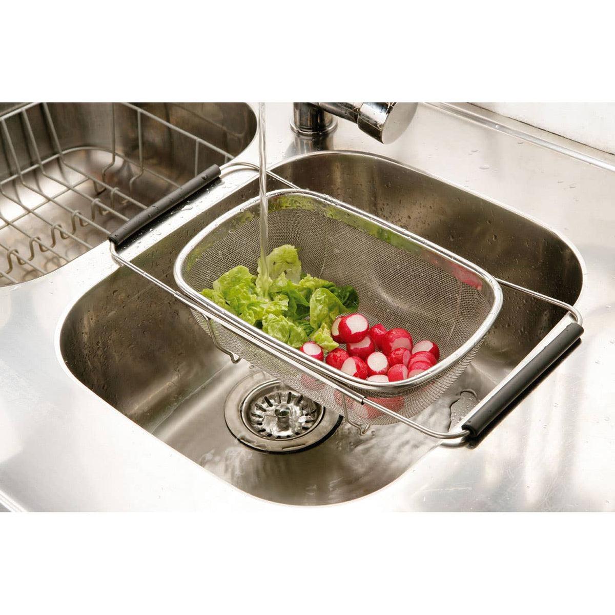 Zenigo Over Sink Drainer with Extendable Black Handles