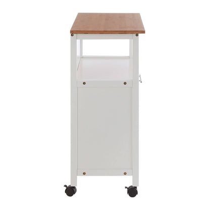 Harlow White and Bamboo Top 1 Drawer Kitchen Trolley