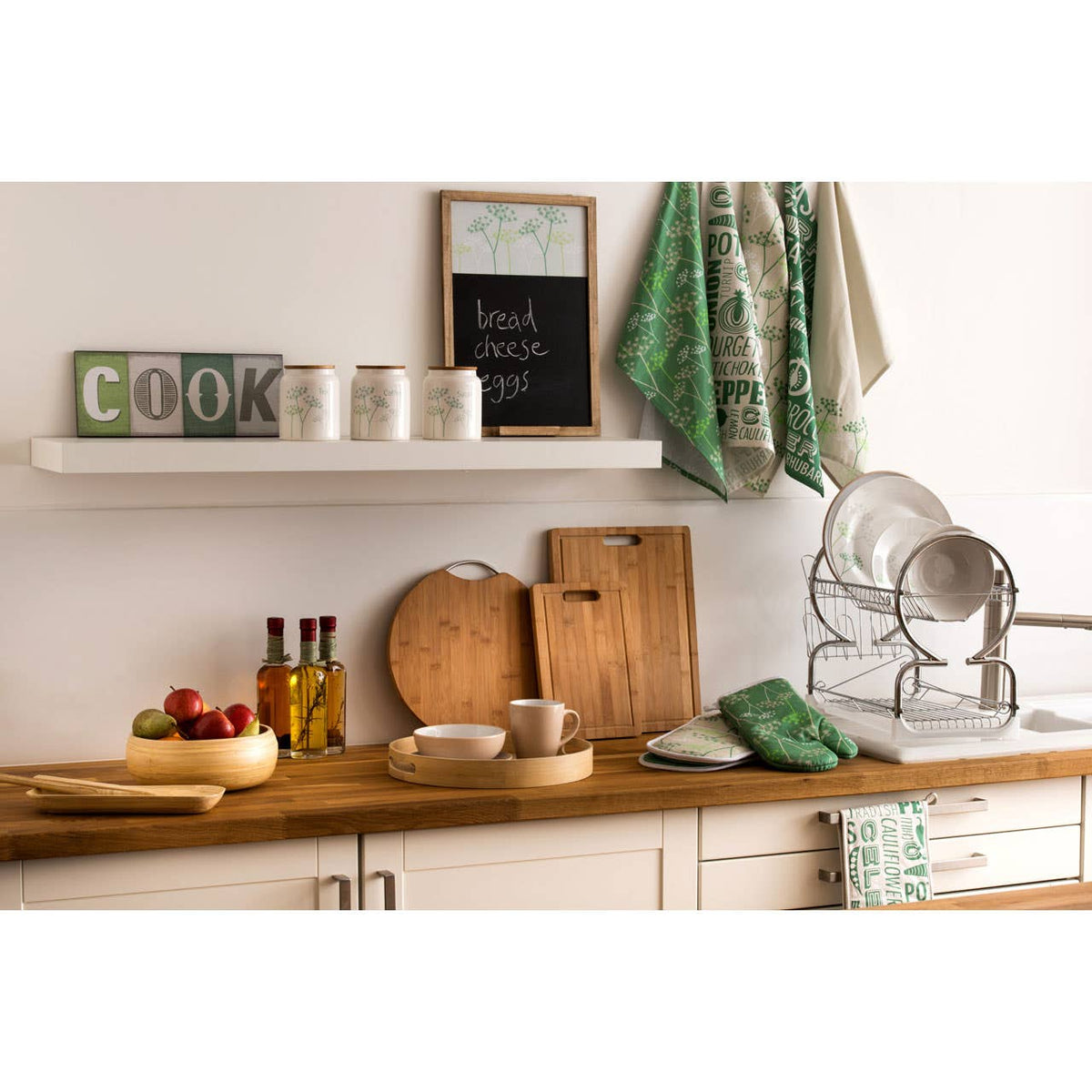 Laurie 2 Tier Dish Drainer with Plastic Tray - White