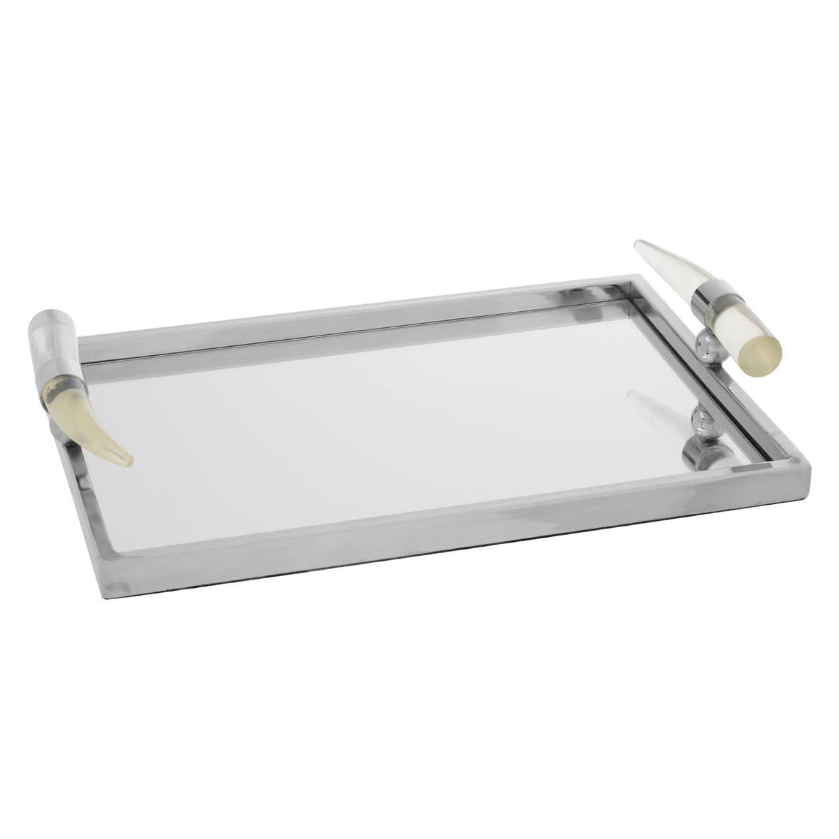 Herne Mirrored Tray with Acrylic Horn Handles