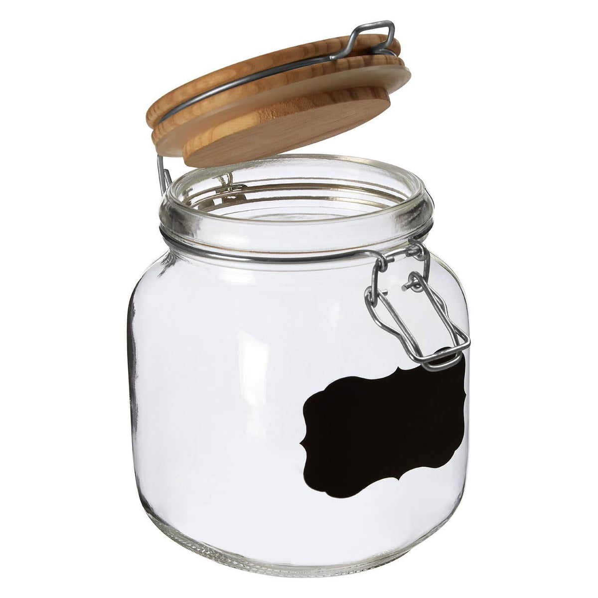Grocer Glass Storage Jar with Wooden Lid 1000ml