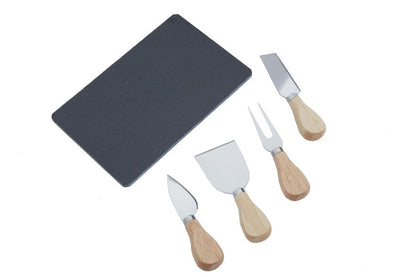 Carter Slate Board and 4 Piece Cheese Knife Set