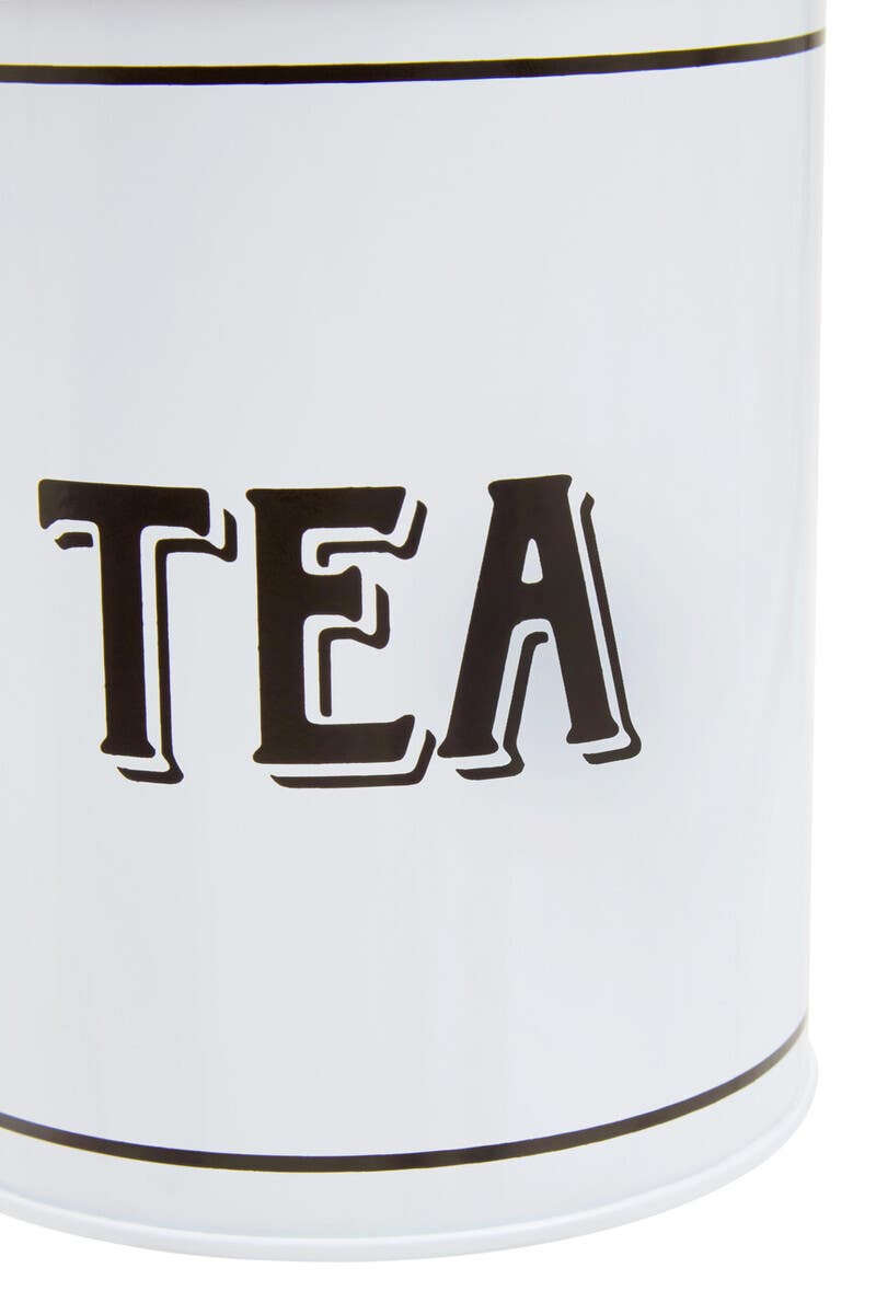Grocer White Metal Tea Canister