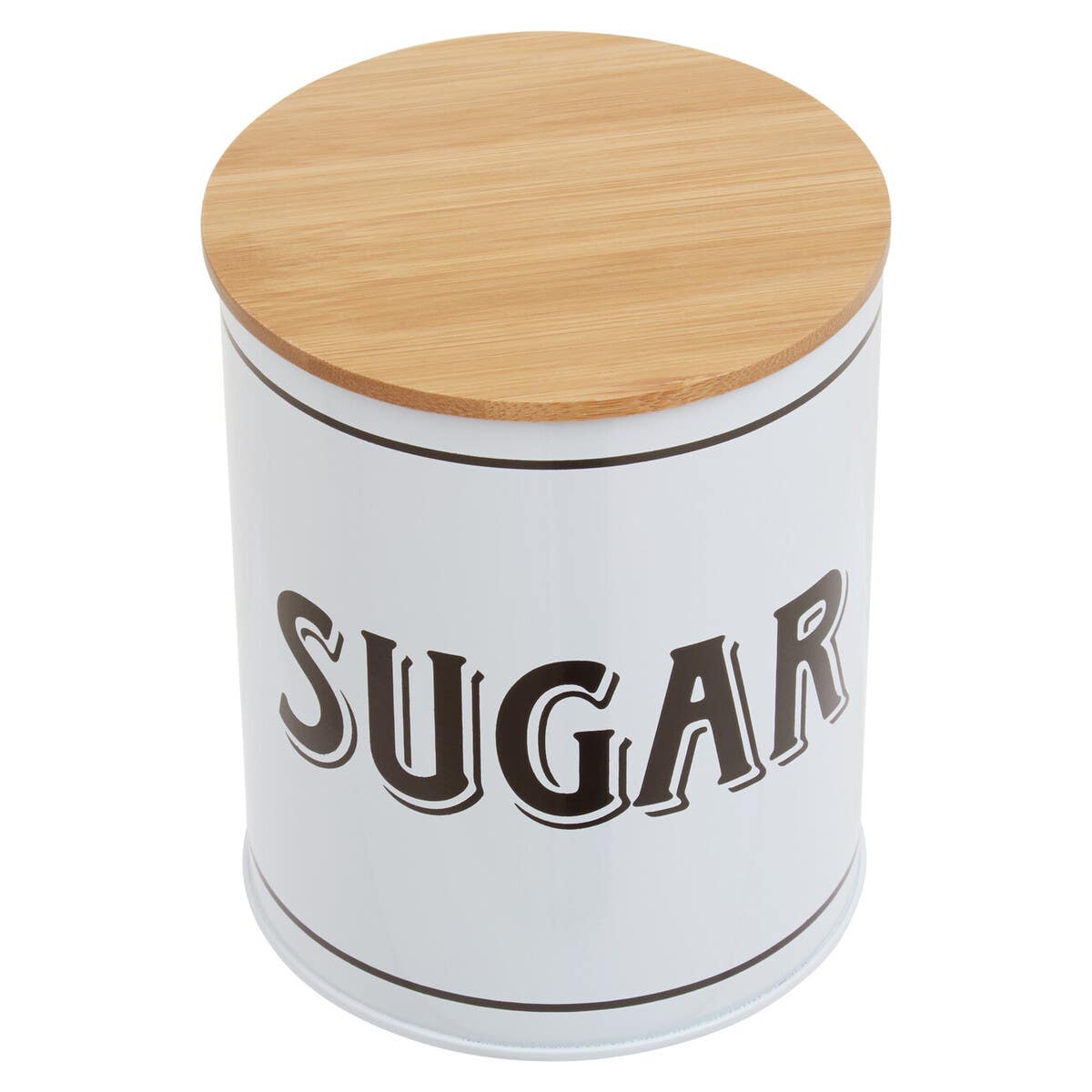 Grocer White Metal Sugar Canister