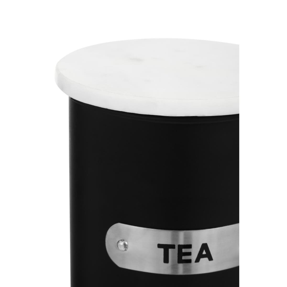 Liberty Black Enamel and White Marble Tea Canister