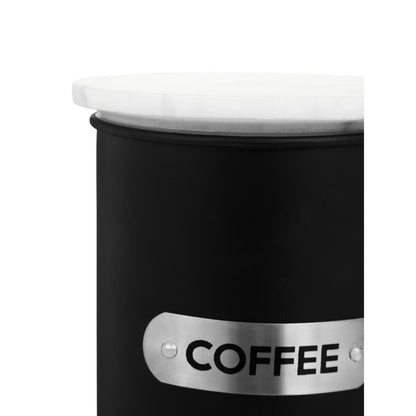 Liberty Black Enamel Coffee Canister With White Marble Lid