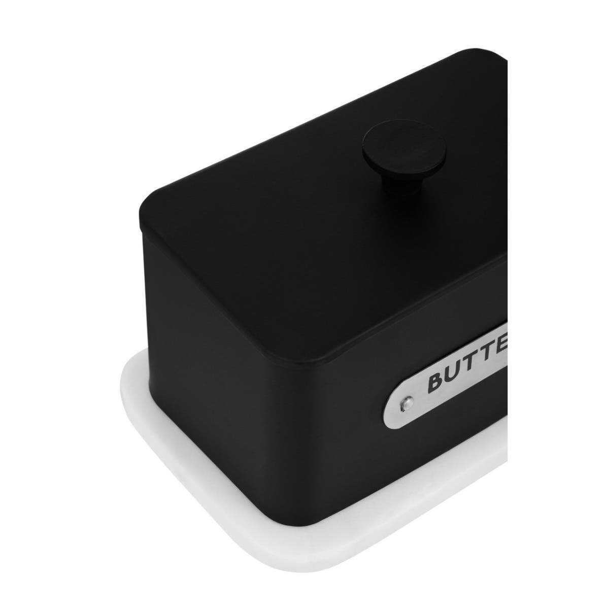 Liberty Black Enamel and White Marble Butter Dish