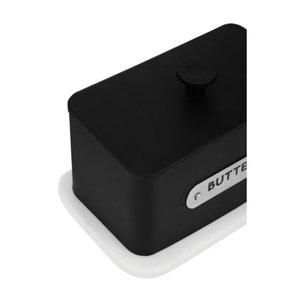 Liberty Black Enamel and White Marble Butter Dish