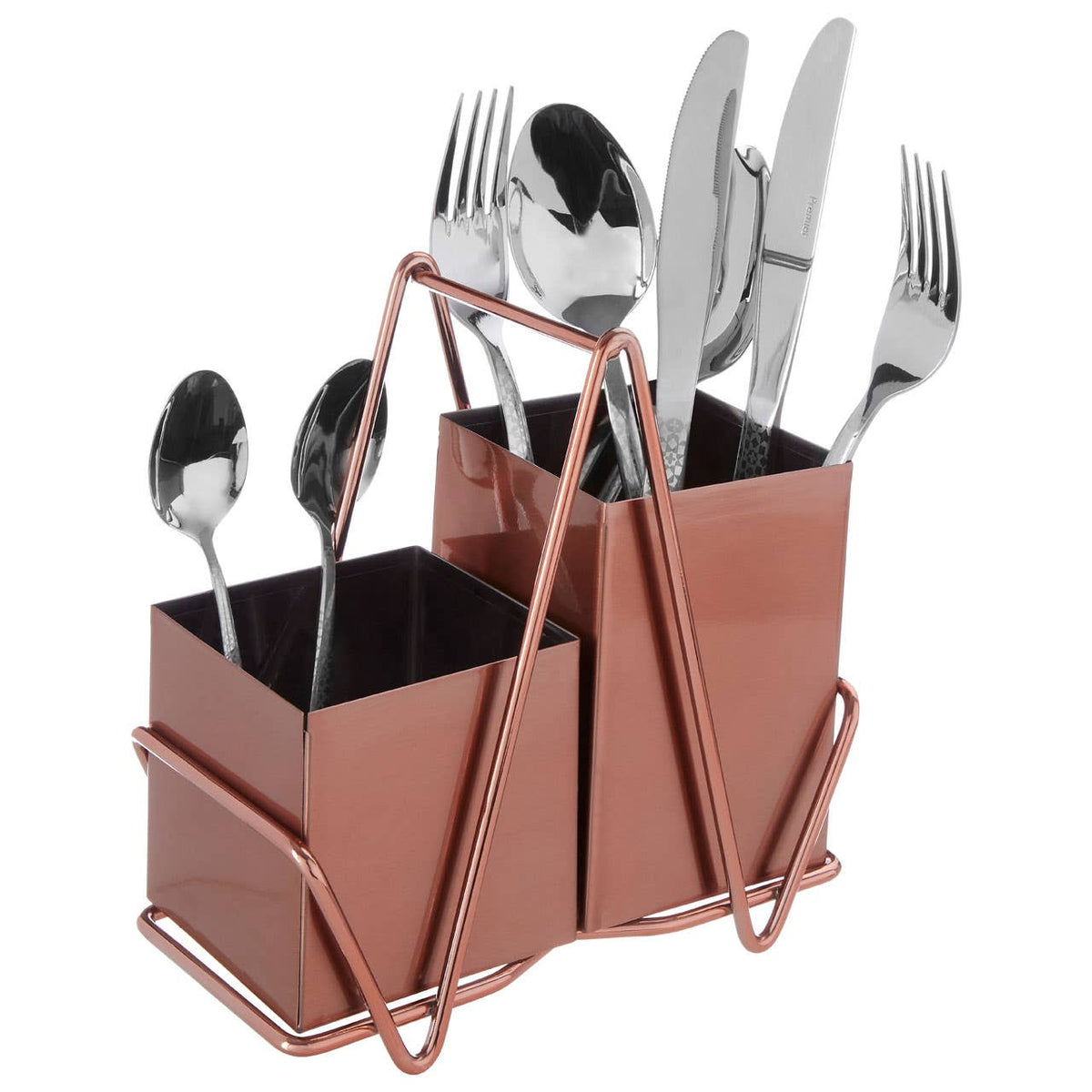 2 Compartment Rose Gold Cutlery Caddy