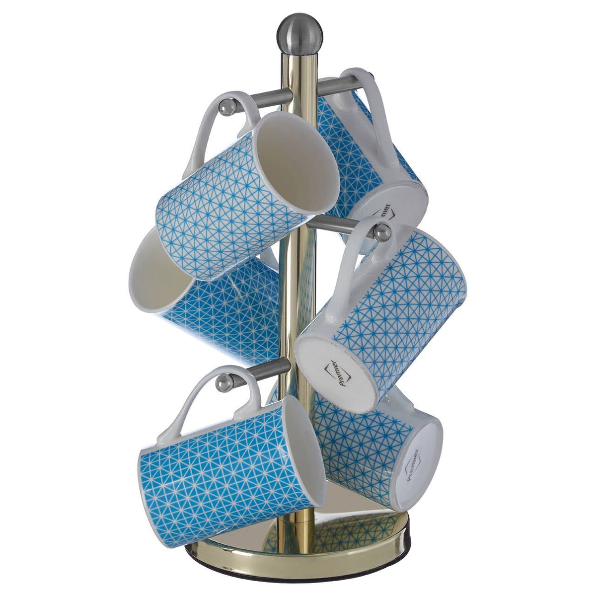 Hirano 6 Cup Mug Tree - Gold Finish