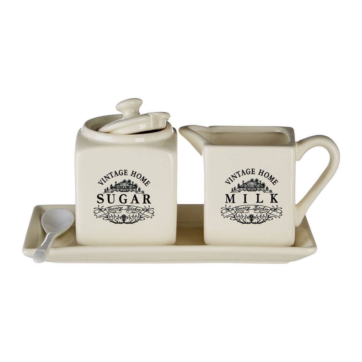 Vintage Home Cream Square Sugar and Milk Set