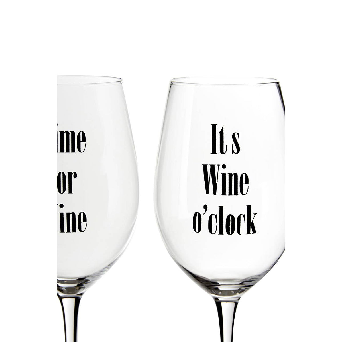 Verity Set of 2 Time For Wine Large Wine Glasses