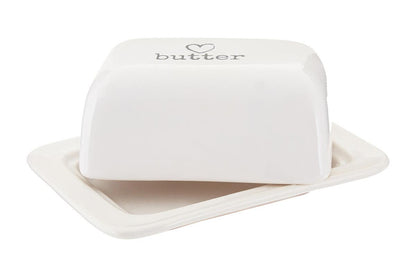 Charm White Ceramic Butter Dish