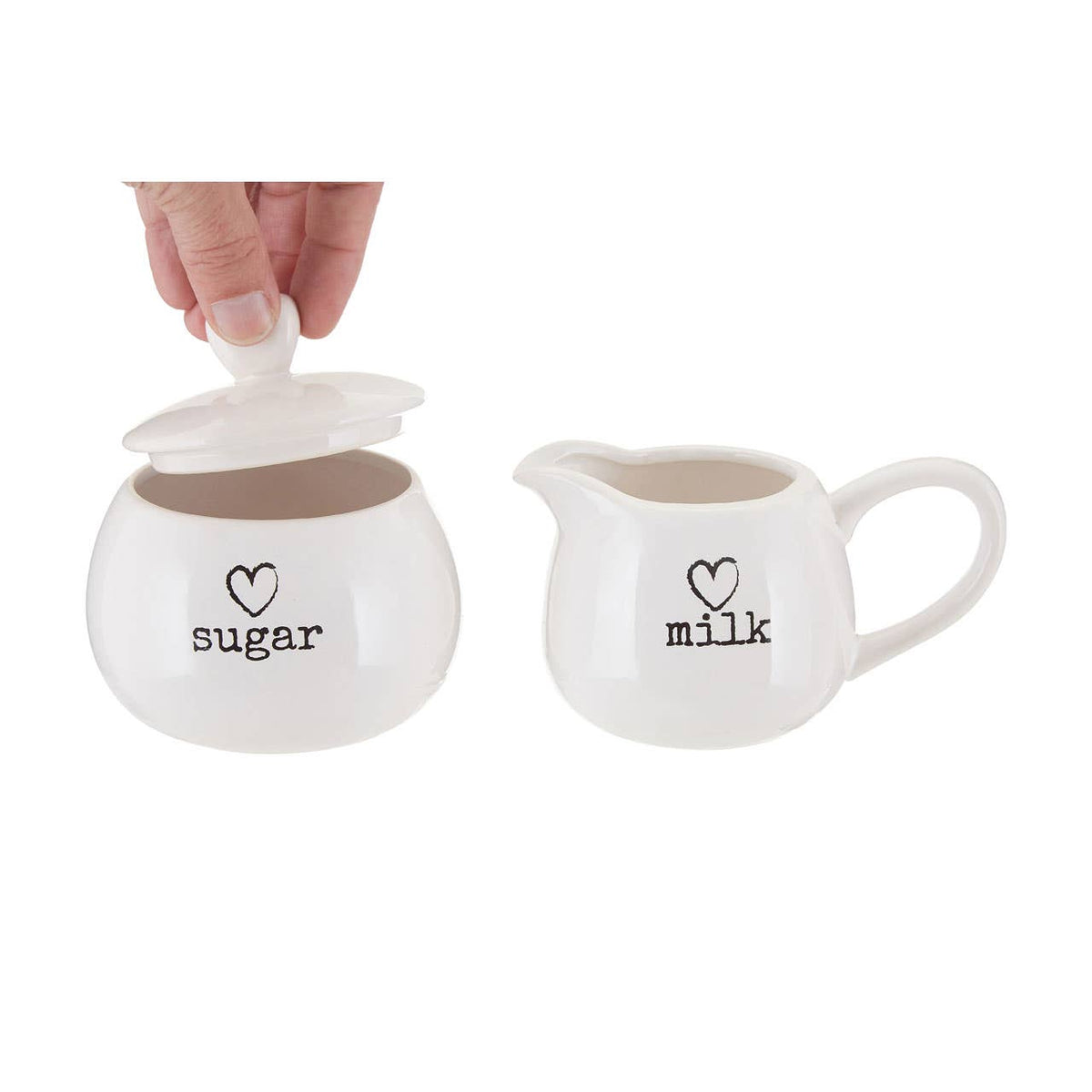 Charm White Ceramic Milk and Sugar Set