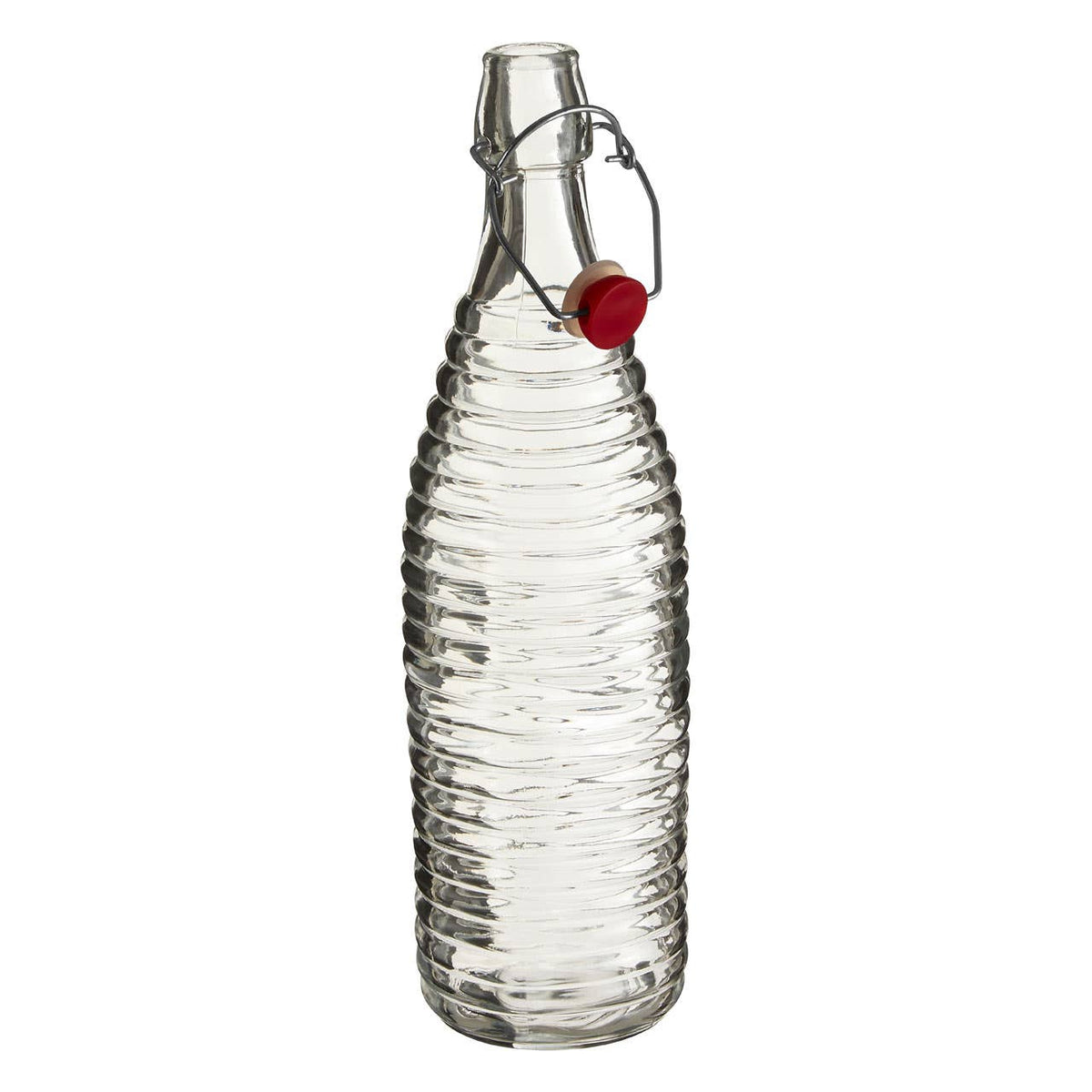 Dayla Clear Ribbed Glass 1000ml Bottle with Clip Stopper