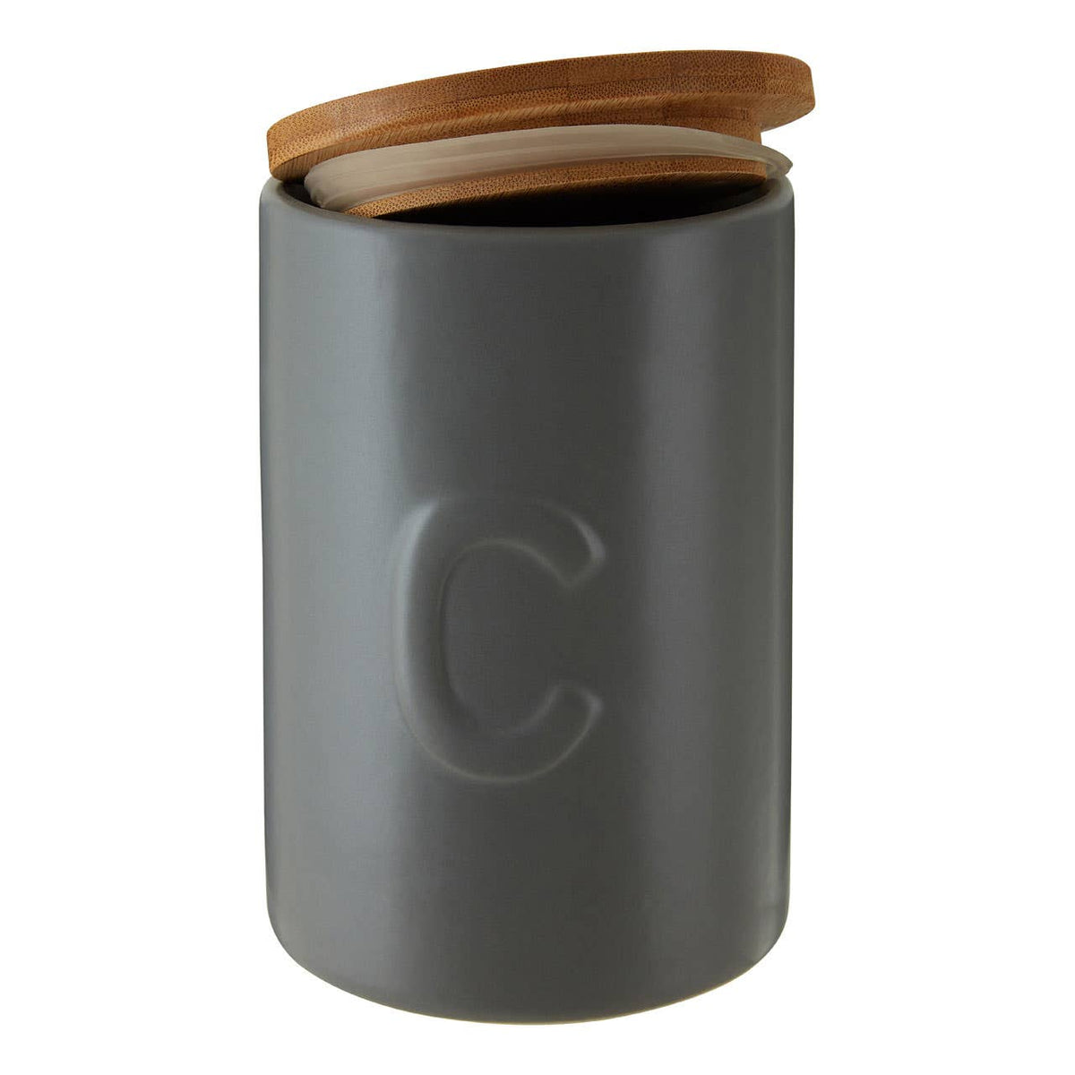 Fenwick Light Grey Coffee Canister With Bamboo Lid