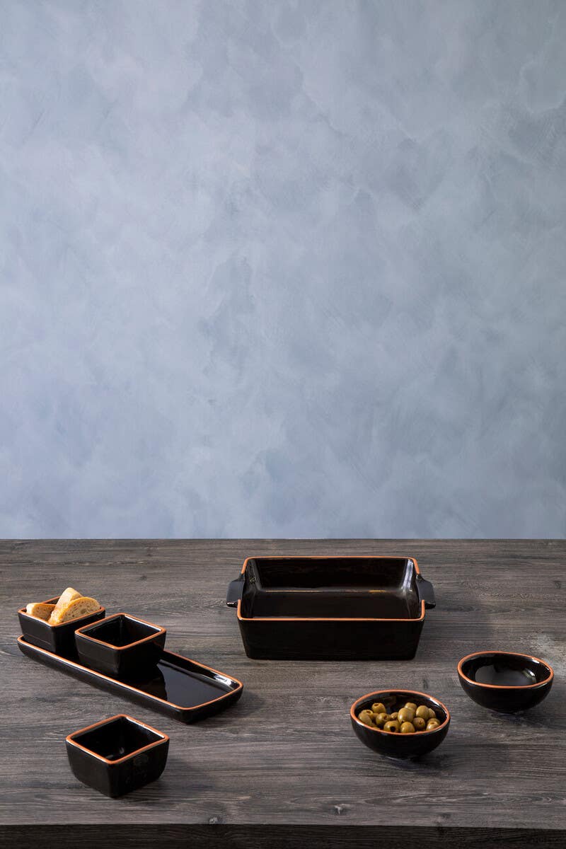 Calisto Black Glazed Terracotta Set of 2 Small Bowls