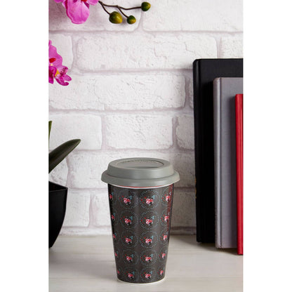 Taza Ditsy Floral Ceramic Reusable Mug with Silicone Lid